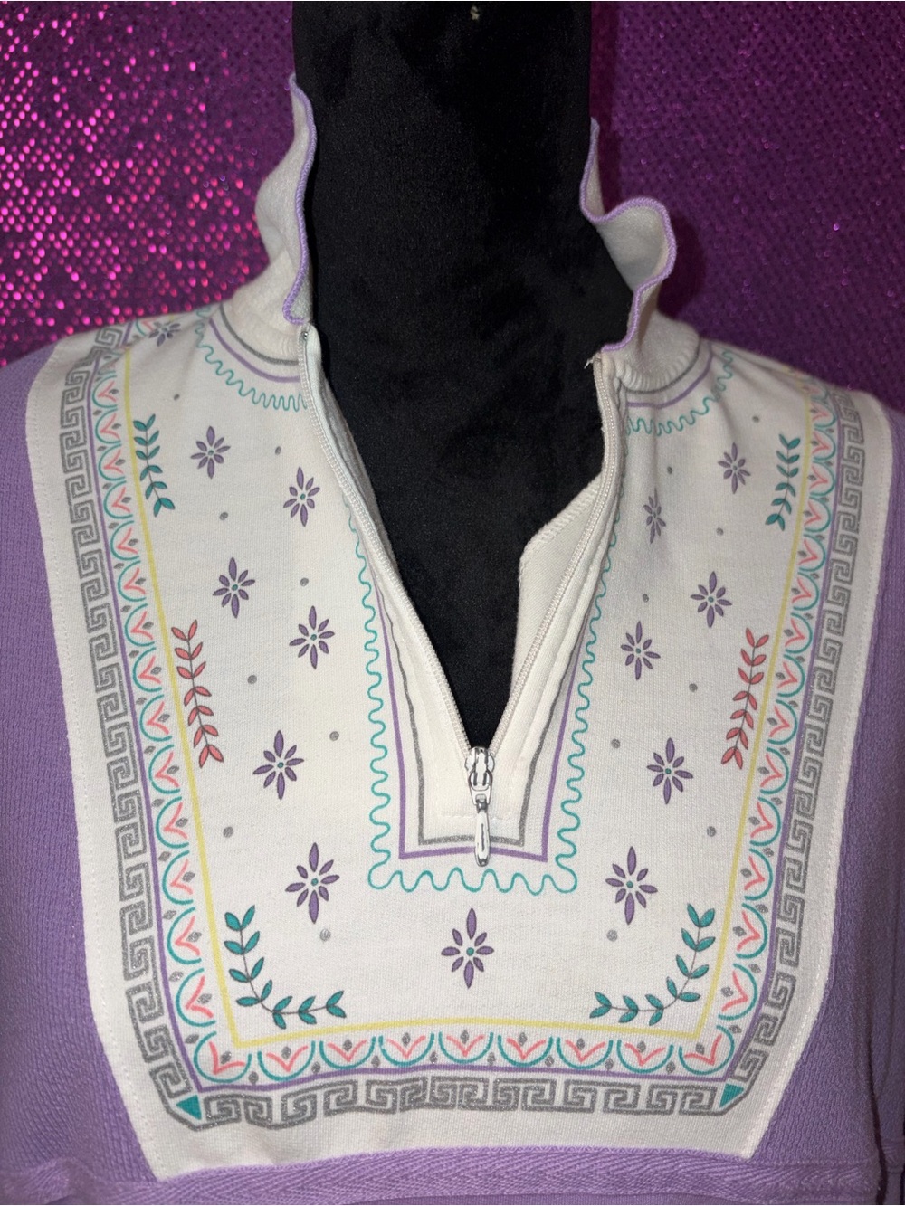 🆕💜Blast Lavender Embroidered Half Zip Sweatshirt Women’s 1X Plus - Picture 5 of 11